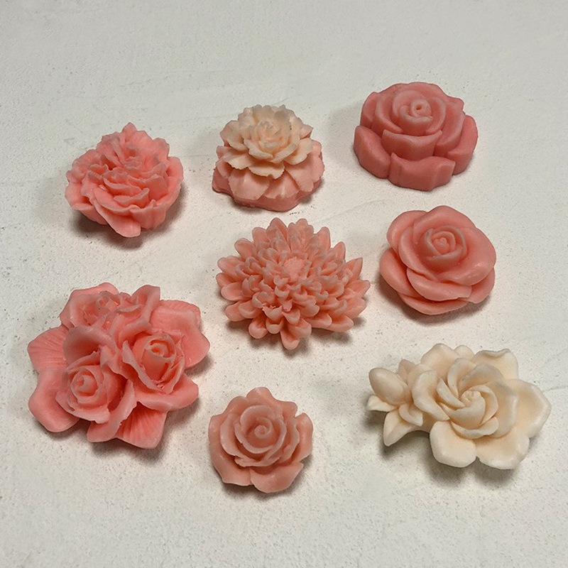 Multiple Designs 3D Rose Tulip Flower Candle Mold DIY Homemade Custom Soap Mold Soy Wax Candle Molds for Candle Making