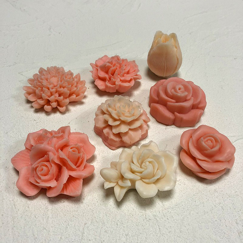 Multiple Designs 3D Rose Tulip Flower Candle Mold DIY Homemade Custom Soap Mold Soy Wax Candle Molds for Candle Making