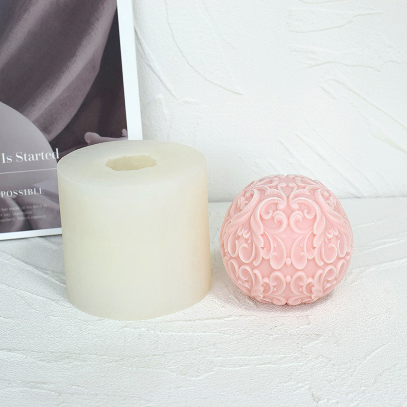 Flower ball candle mold 3d plaster molds scented candles luxury resin soap silicone molds