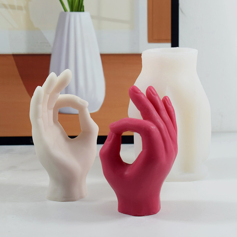 3D Hand Shaped Silicone Mold Gesture Candle Mold Middle Finger Shaped Resin Casting Mould for Candle and Baking Making