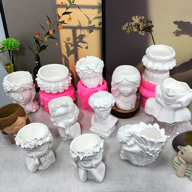 Rubber Molds Making Cement Concrete Gypsum Flowerpot Candle Mould DIY Creative Plant Flower Pot Decoration Silicone Wax Mold