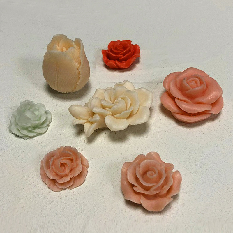 Multiple Designs 3D Rose Tulip Flower Candle Mold DIY Homemade Custom Soap Mold Soy Wax Candle Molds for Candle Making