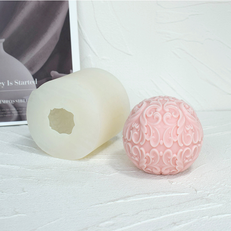 Flower ball candle mold 3d plaster molds scented candles luxury resin soap silicone molds