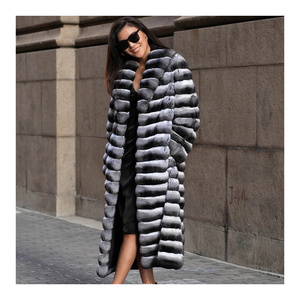 High Quality Top Luxury Extra Long Chinchilla Fur Coat Real Chinchilla Fur Coat For Men And Women