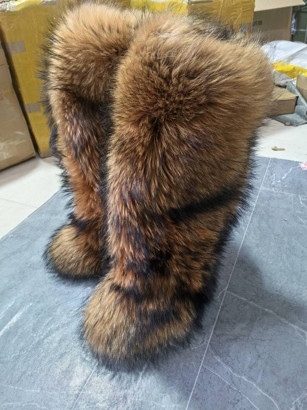 Racoon fur boots best sale