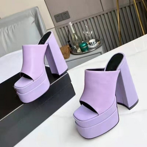 High Quality Summer Large Size Open Toe Clip Toe Sandals Ladies High Heel Slides Slipper