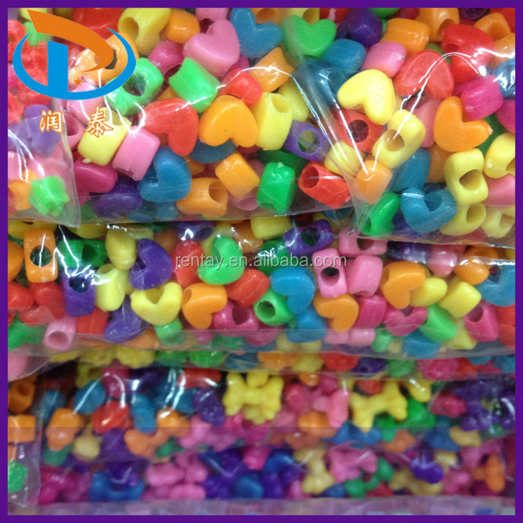 High Discount 12mm Mixed Color Heart Shape Plastic Opaque Jewelry Loose Acrylic Pony Beads