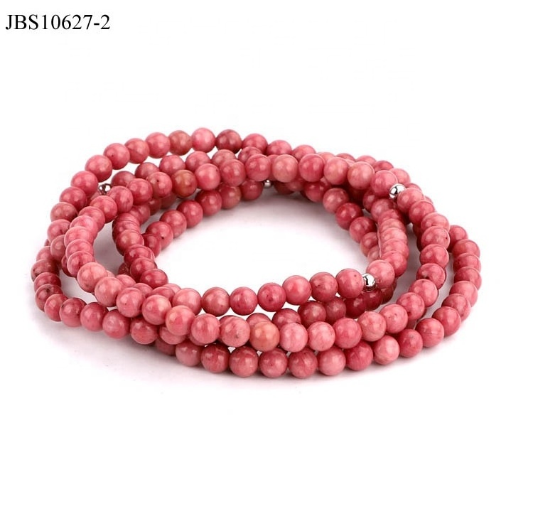 High Quality 4mm Natural Semi-precious Stone 925 Sterling Silver Beads Elastic Gemstone Bracelet For Women