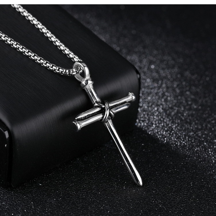 Factory Wholesale Punk Casting Pendant Jewelry Stainless Steel Necklace Men Titanium Christian Cross