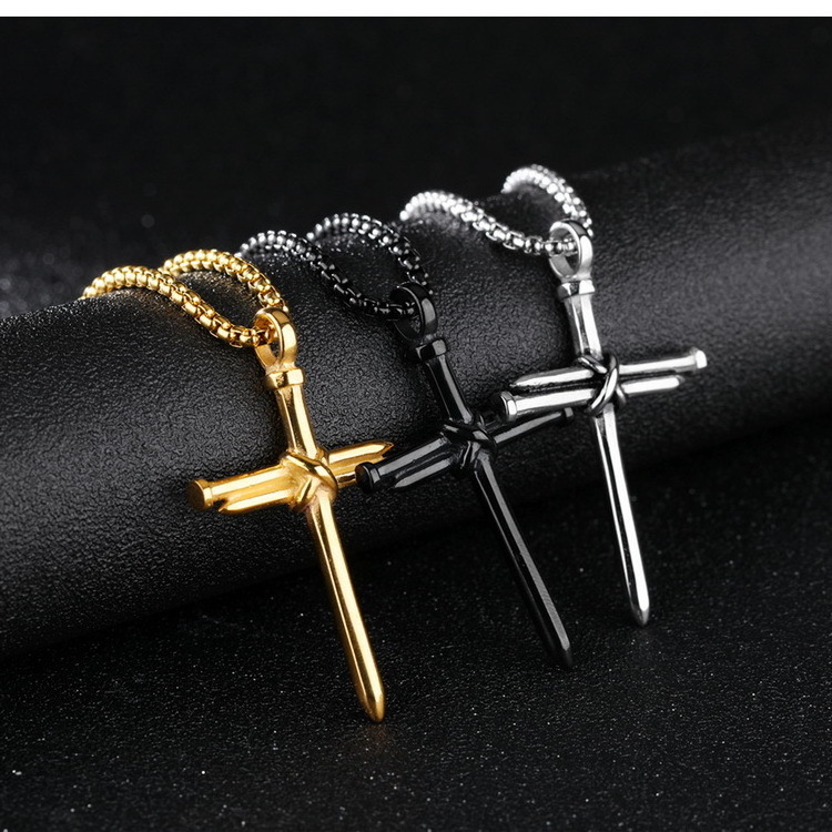 Factory Wholesale Punk Casting Pendant Jewelry Stainless Steel Necklace Men Titanium Christian Cross