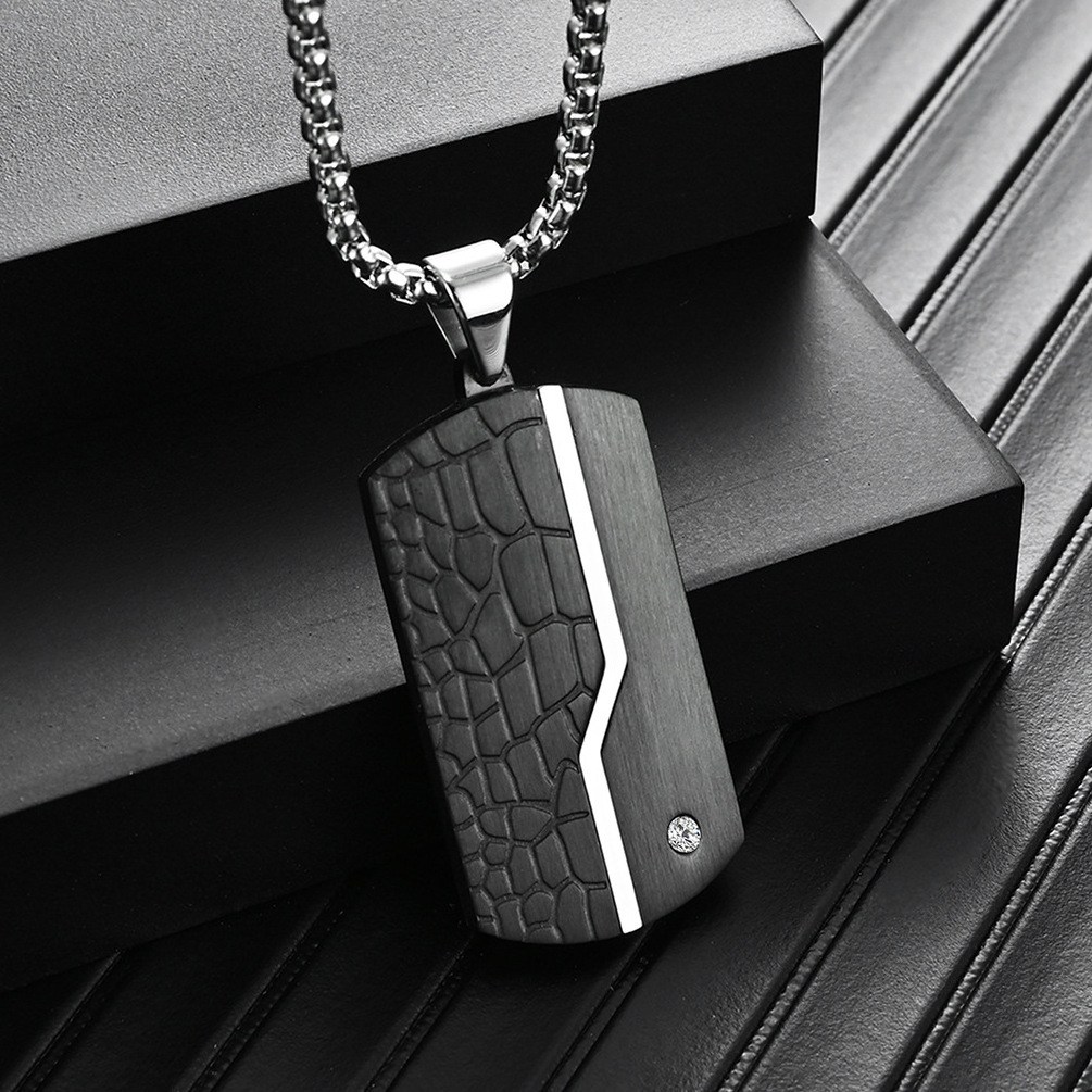 New Unique Hip-Hop Design Titanium Stainless Steel Black Crack Pendant Necklace Men Fashion Jewelry