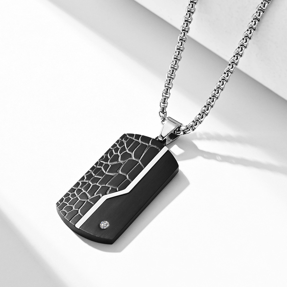 New Unique Hip-Hop Design Titanium Stainless Steel Black Crack Pendant Necklace Men Fashion Jewelry