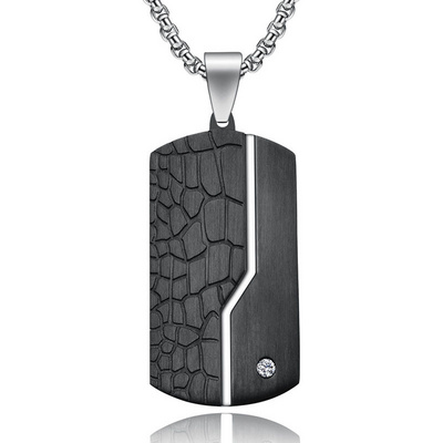 New Unique Hip-Hop Design Titanium Stainless Steel Black Crack Pendant Necklace Men Fashion Jewelry