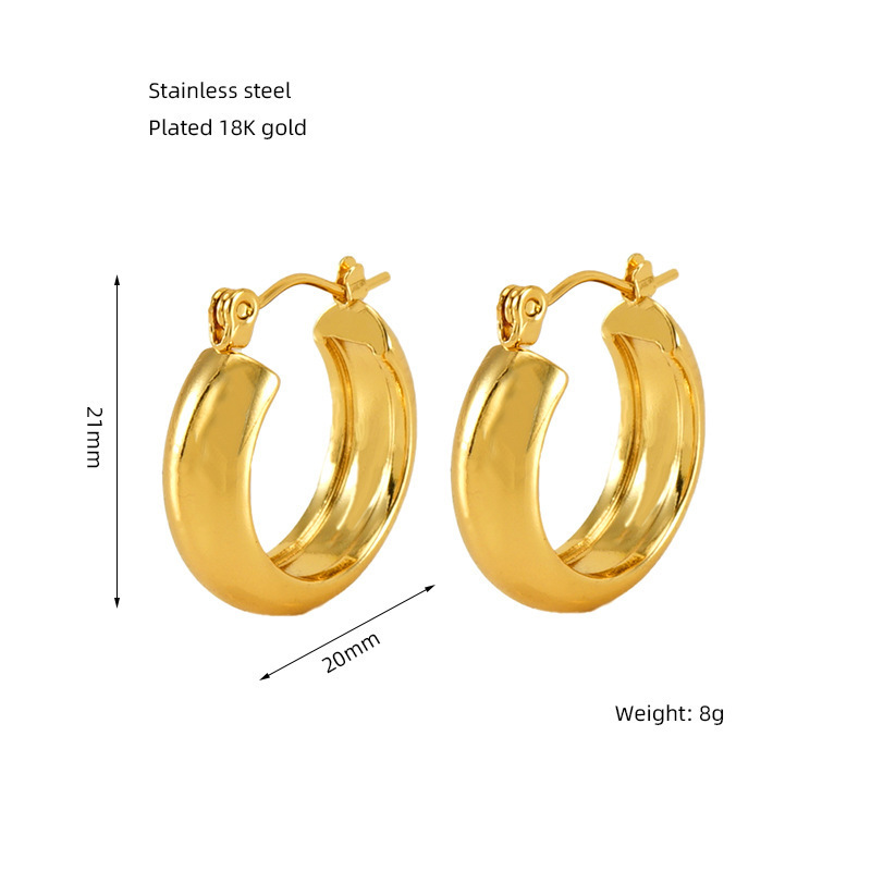 Non Tarnish Hypoallergenic 18k Gold Plated Stainless Steel Thick Hollow Star Horseshoe C Hoop Earrings For Women