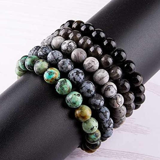 New Fashion Gemstone Beads Lava Healing Natural Stone Essential Oil Diffuser Beads Elastic Bracelet Men Women