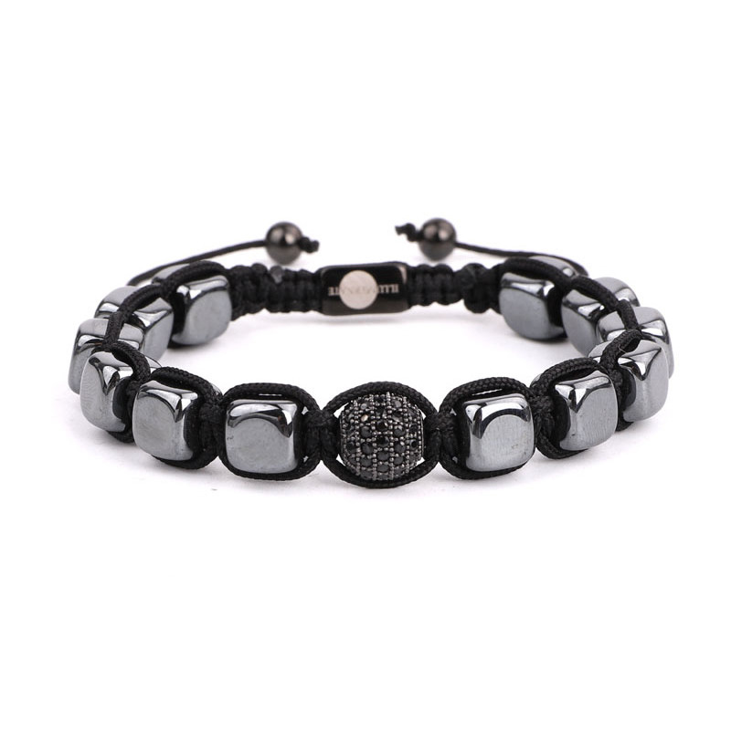 Hot Selling High Quality Hematite Beads Micro CZ Diamond Ball Handmade Friendship Braided Men Women Bracelets