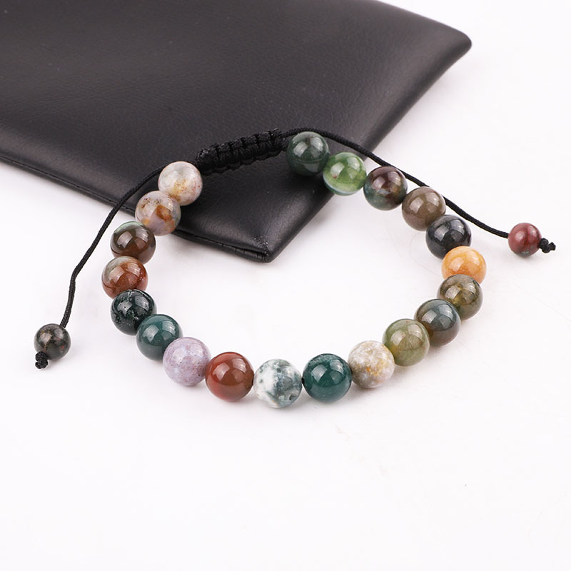 Yiwu Jewelry Factory Making 8MM Natural Stone Cat Eye Jasper Beads Handmade Macrame Friendship Bracelet Adjustable Men Women