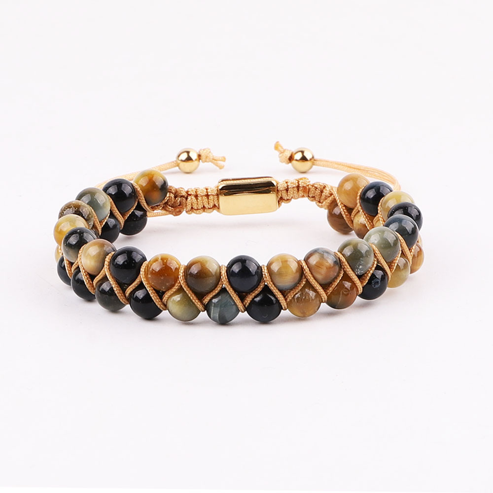 OEM Manufacturer 6mm Gem stone Amethyst Quartz Citrine Moonstone Natural Stone Braided Bracelet Adjustable For WOmen JBS12550