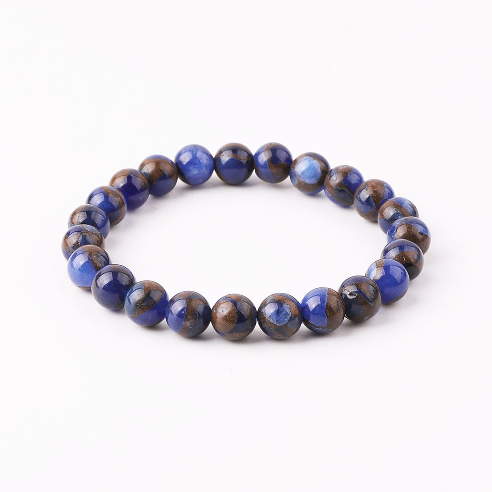 High Quality Natural Stone Bracelet Golden Cloisonne Agate Elastic Bracelet Women JBS12645