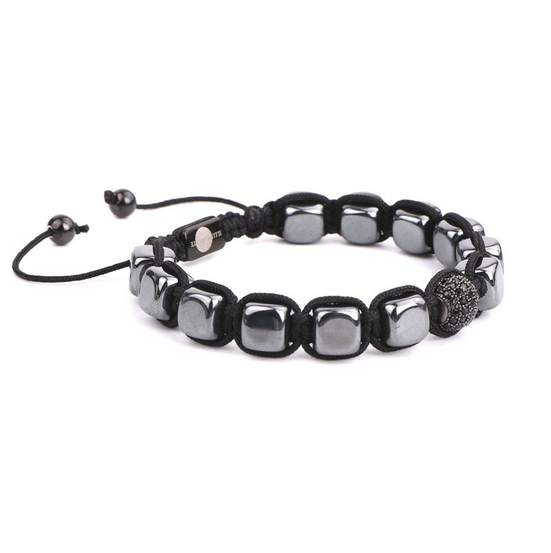 Hot Selling High Quality Hematite Beads Micro CZ Diamond Ball Handmade Friendship Braided Men Women Bracelets