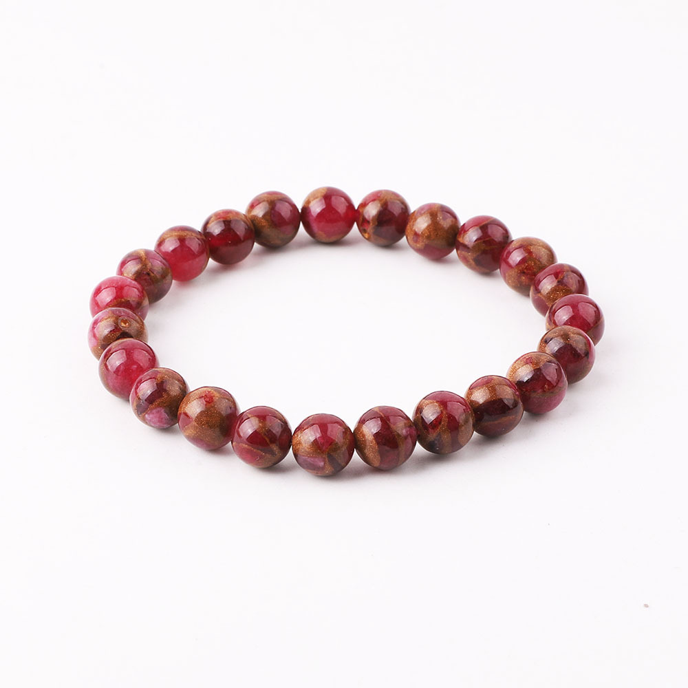 High Quality Natural Stone Bracelet Golden Cloisonne Agate Elastic Bracelet Women JBS12645