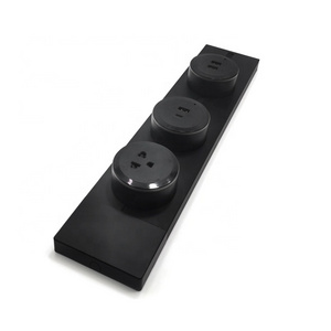 Universal Multi Office bedroom Black surface mounted track power strip outlet socket