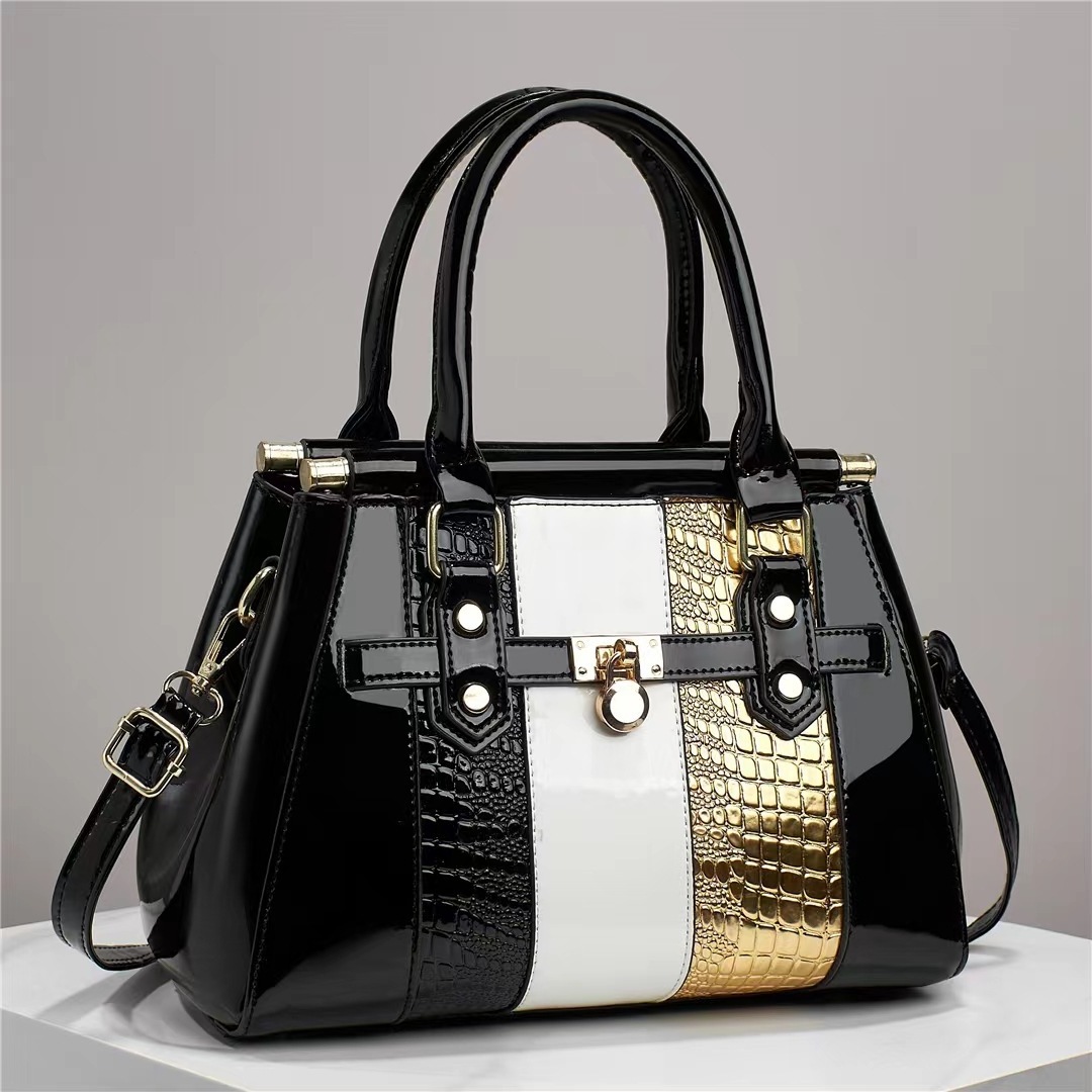 New Vertical Stitching Bright Leather Crossbody Bag Lizard Patterned Capacity Shoulder Bag Class A Luxury Bags