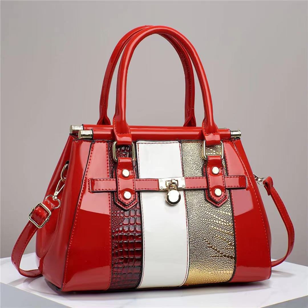 New Vertical Stitching Bright Leather Crossbody Bag Lizard Patterned Capacity Shoulder Bag Class A Luxury Bags