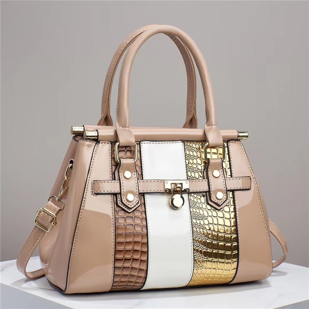 New Vertical Stitching Bright Leather Crossbody Bag Lizard Patterned Capacity Shoulder Bag Class A Luxury Bags