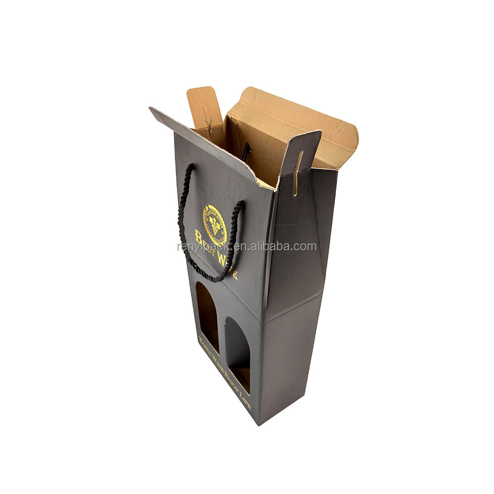 New Material synthetic leather corrugated paper 12 pack beer box corrugated wine box with divider wine box packaging