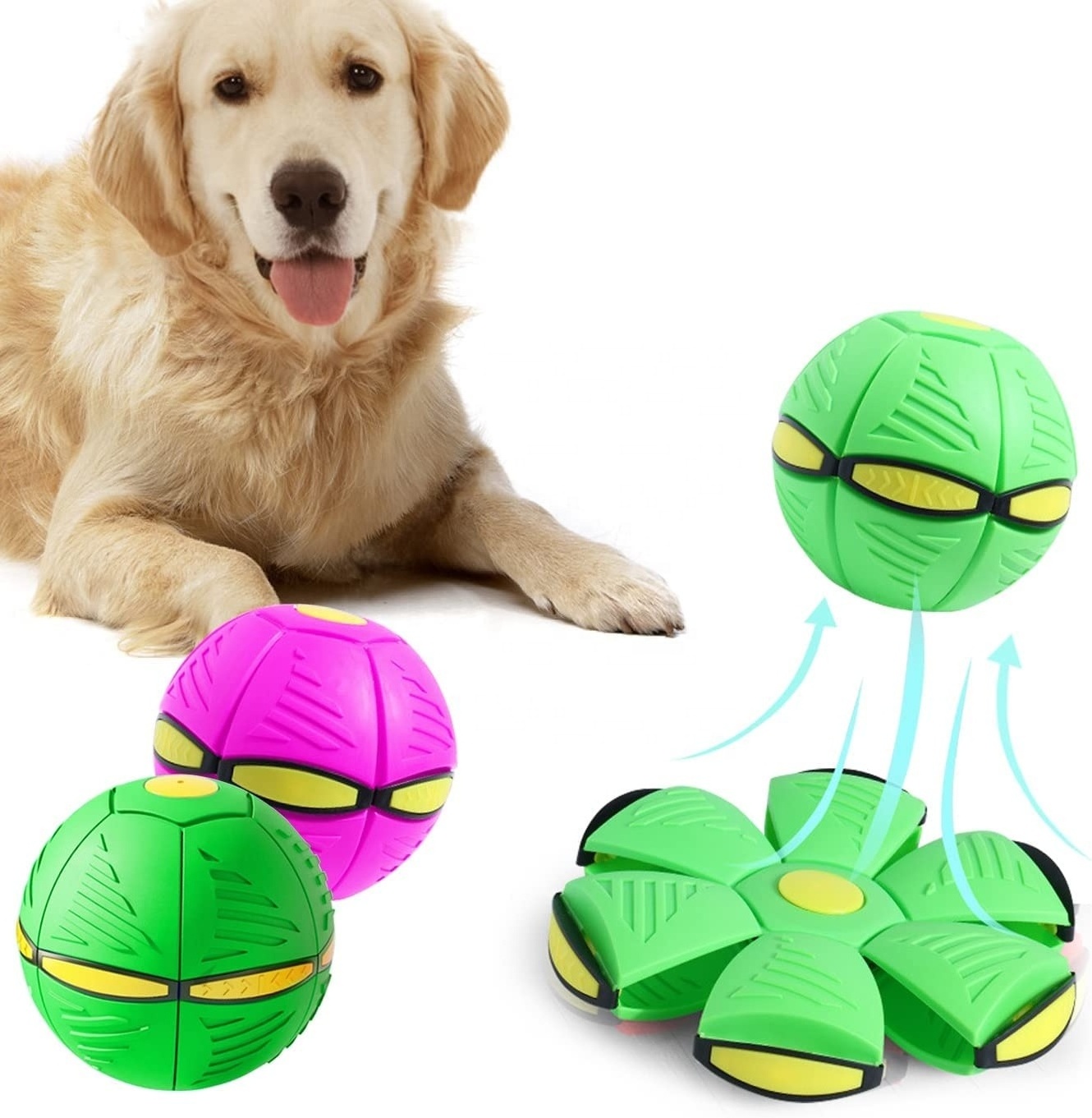 Magic Pet Dog Toy Flying Saucer Ball Strange Magic Balls Elastic UFO Decompression Deformation Dog Ball New Toys for Dogs