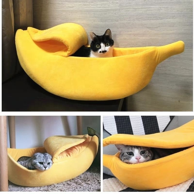 Funny Banana Cat Bed House Cute Cozy Cats Mat Beds Warm Durable Portable Pet Basket Kennel for Dog Cushion Dogs Supplies