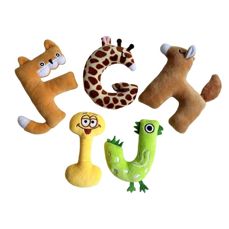 Pet Dogs Toy Relieve Depression Bite Resistance Puppy Plush Soundmaking Toys 26 English Letters Plush Squeaky Toys Wholesale