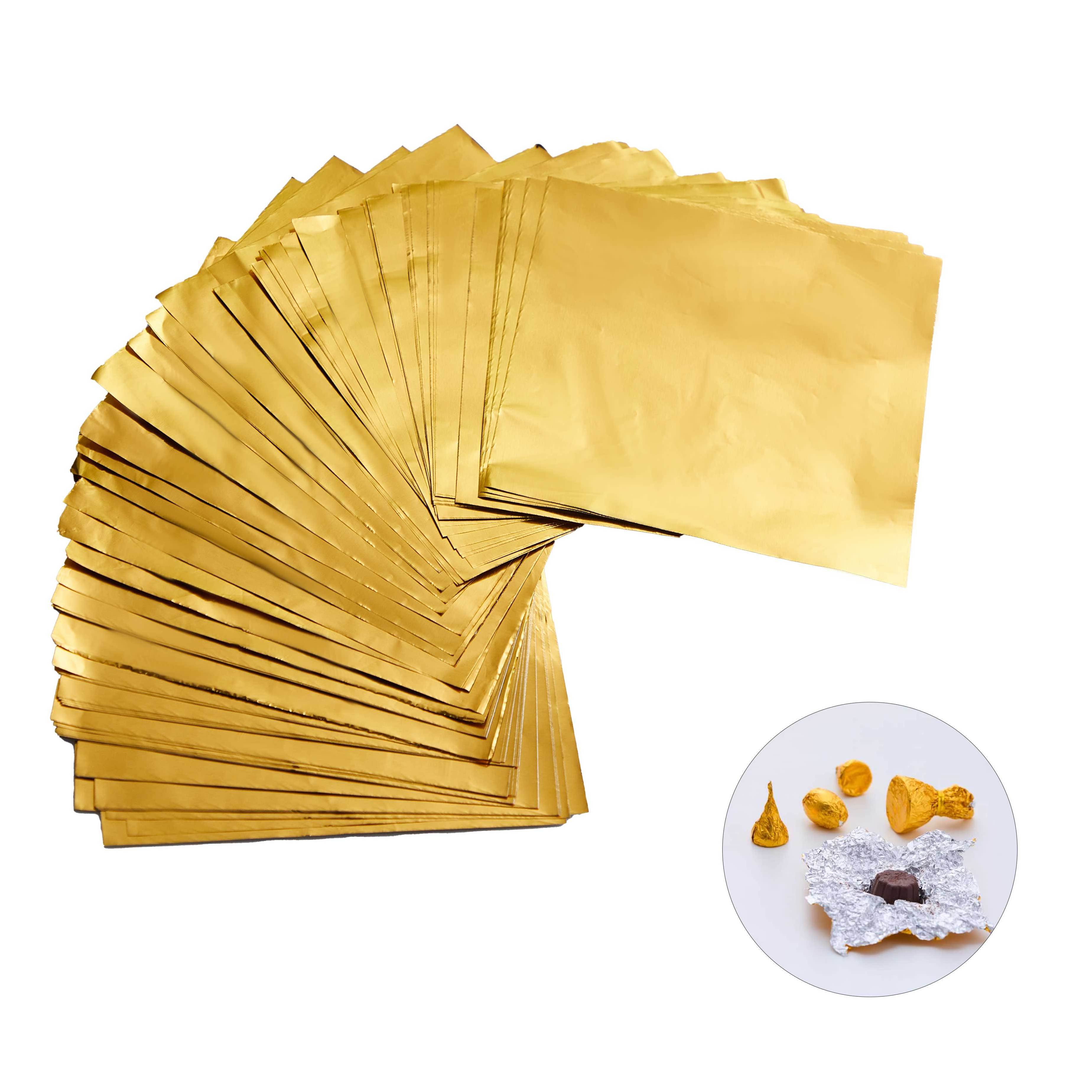 Square Golden Aluminium Foil Candy Wrappers Sugar Wraps Paper for DIY Candies and Chocolate Packaging by Party Wedding Birthday