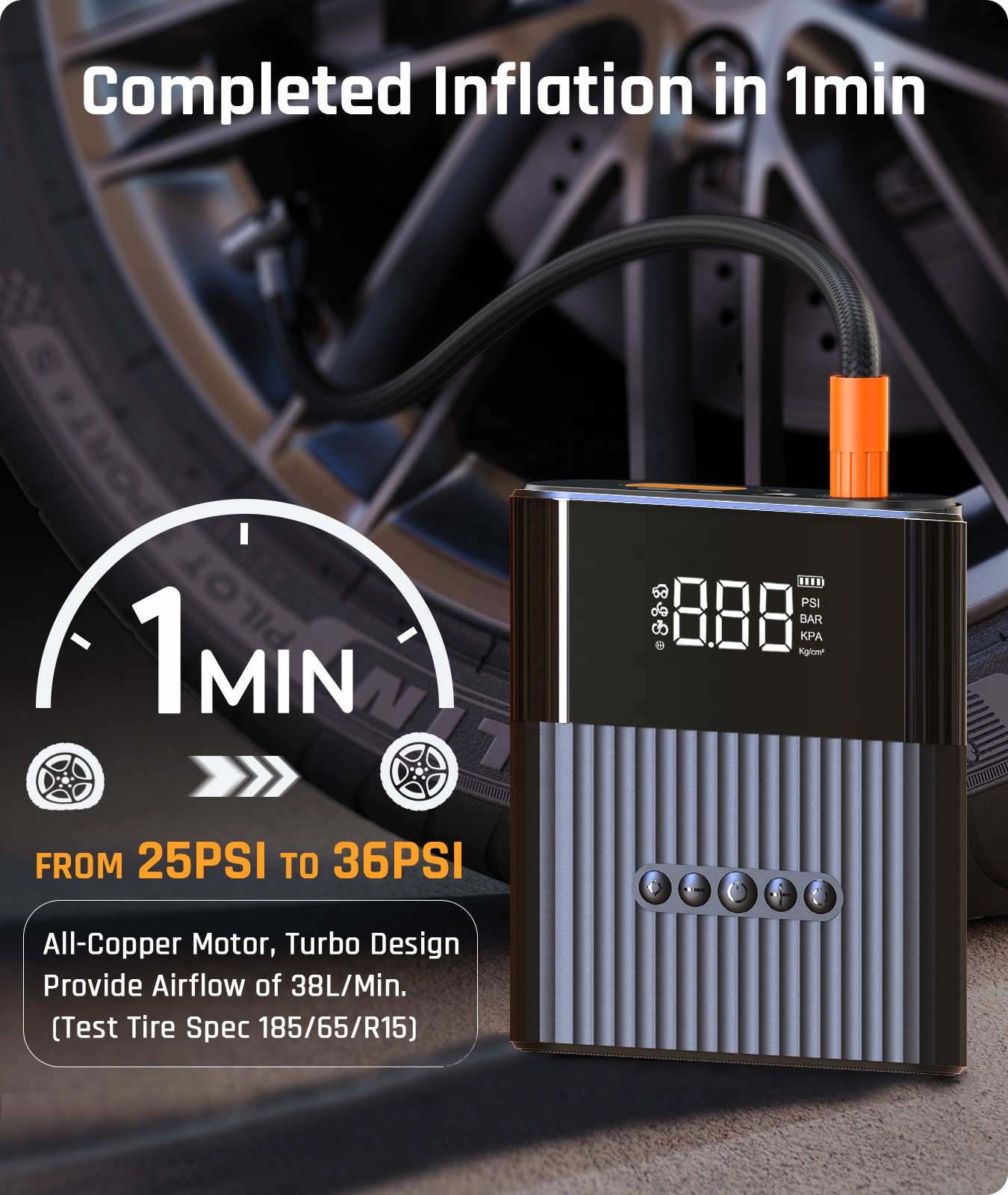 Car mounted wireless inflation pump, portable emergency starting power supply for automobiles, Car tire inflation pump