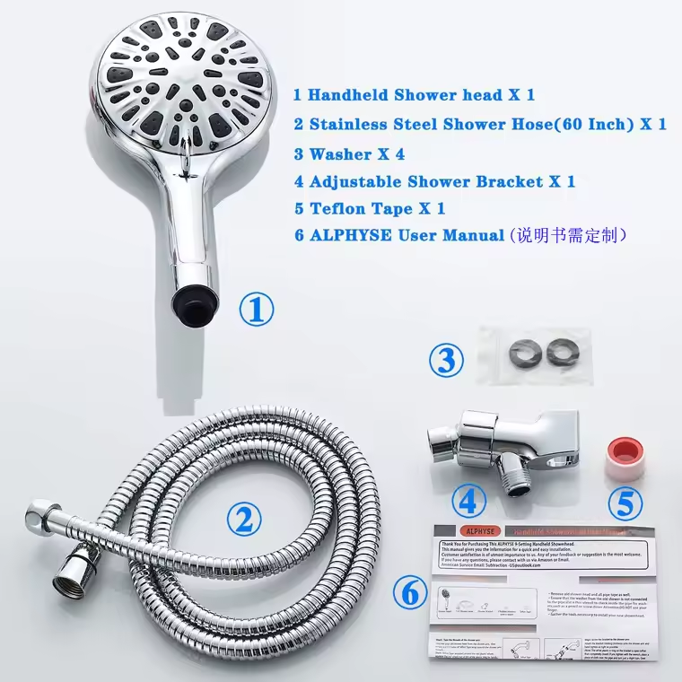 Lizhen Hwa.Con New 9 Function filter hand shower ABS chrome handheld Handheld Shower heads shower rain head