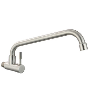 Brushed stainless steel 4 points into the wall single cold quick opening faucet kitchen water tap basin sink faucet