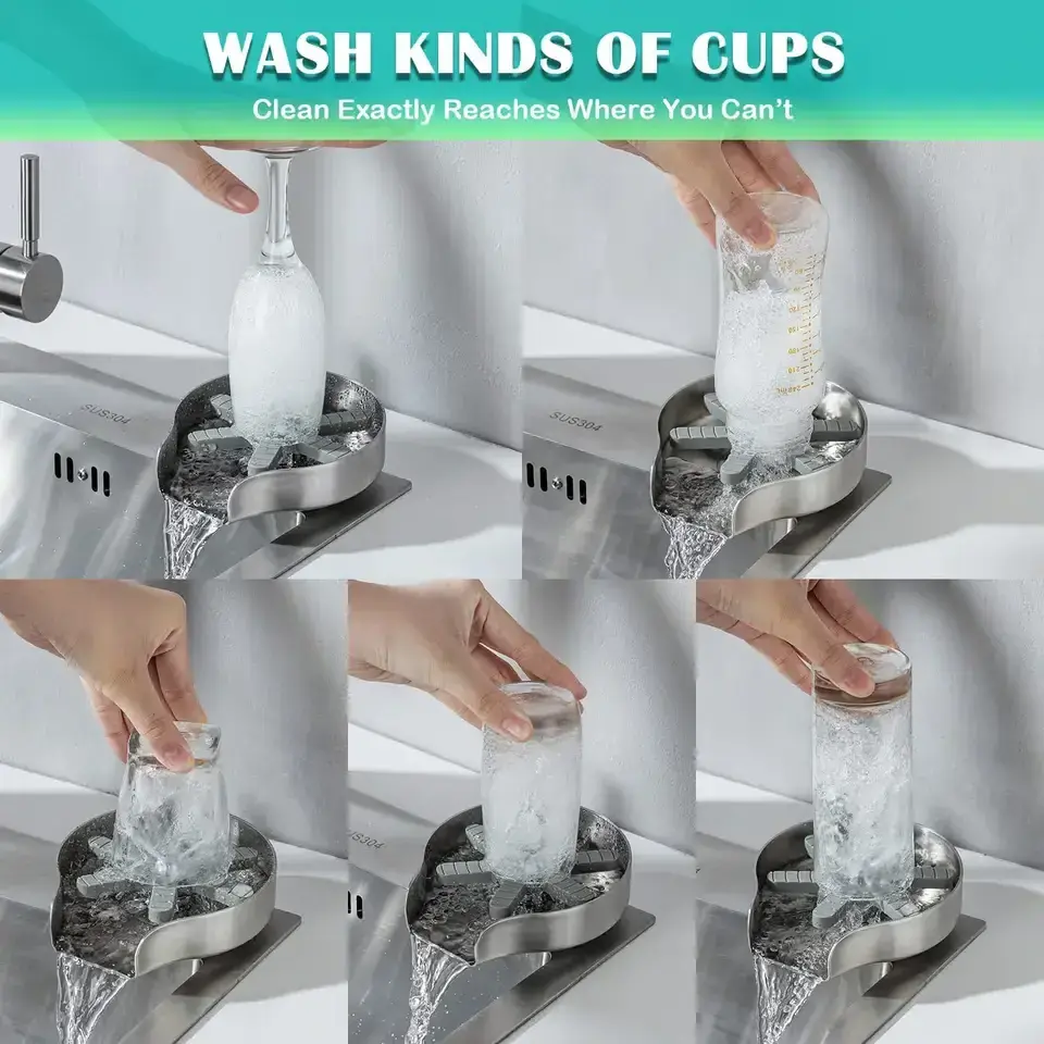 hot selling  Faucet Glass Rinser Automatic Coffee Cup Cleaner Washer with Side Spray for Kitchen Faucet Sinks Beer Bar cafe