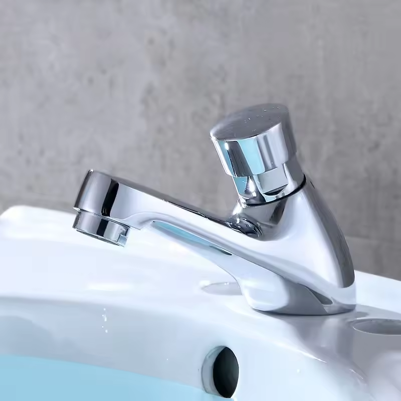 Durable Time Delay Self Closing Tap Brass Automatic Push Button Cold Faucet Factory Price Public Washroom Water Saving Faucet