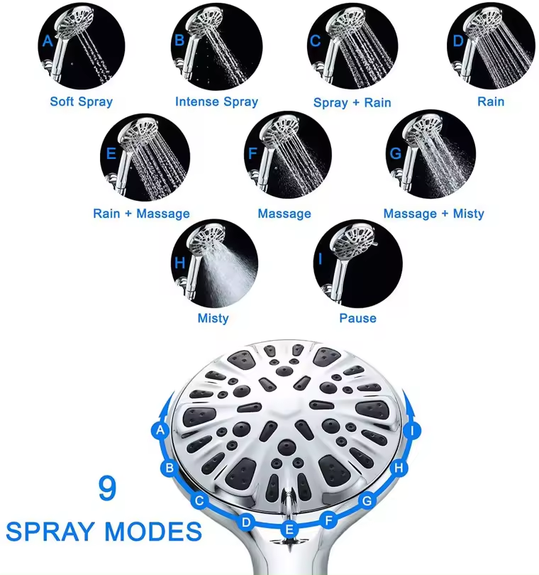 Lizhen Hwa.Con New 9 Function filter hand shower ABS chrome handheld Handheld Shower heads shower rain head