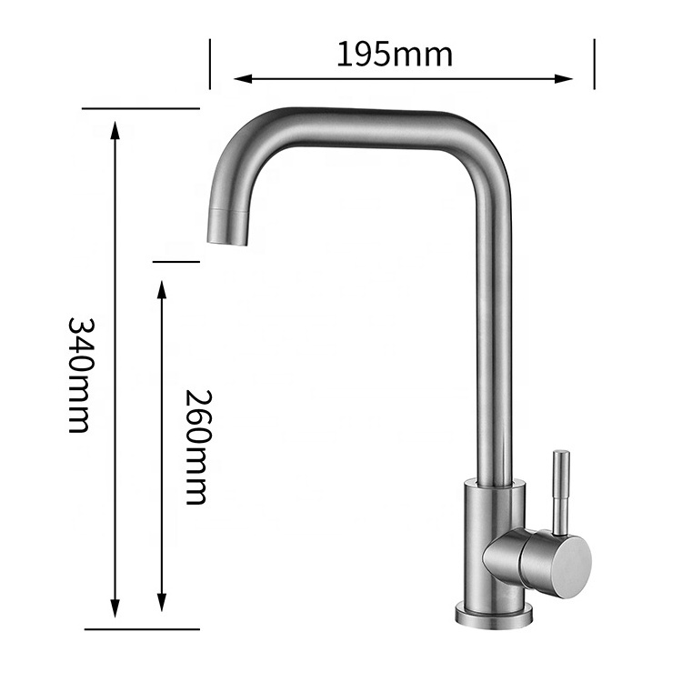 Stainless steel polished swivel spout sink kitchen faucet