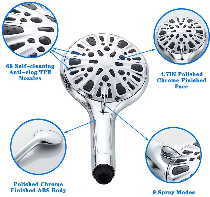 Lizhen Hwa.Con New 9 Function filter hand shower ABS chrome handheld Handheld Shower heads shower rain head