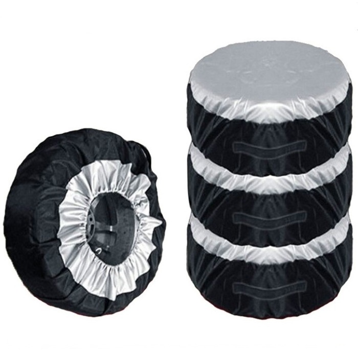 4Pcs/Set Universal Black Oxford Spare Tyre Cover Waterproof Dust-Proof Auto Tire Tote Bag Size Adjustable