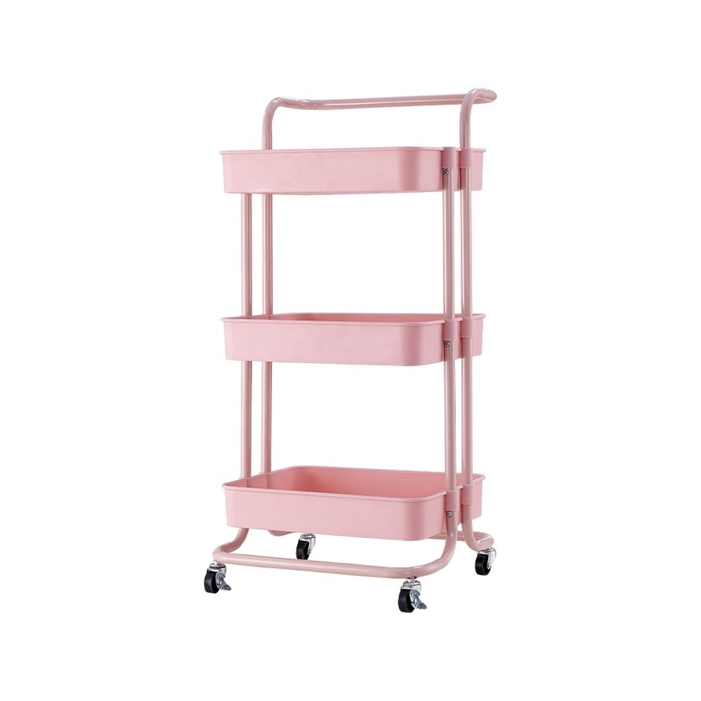 Movable Organizer hair salon trolley cart kitchen rack storage shelf 3 layer Rolling Cart Storage Organizer Shelves with Wheels