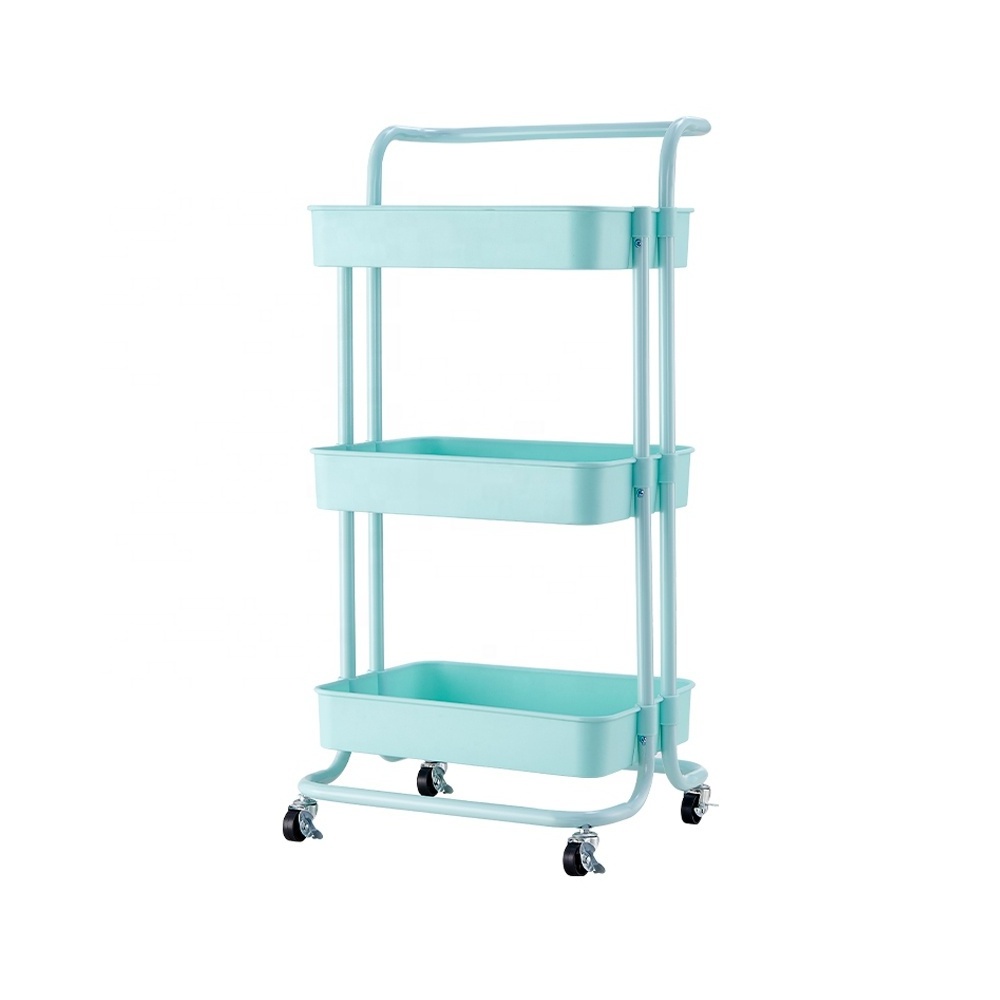 Movable Organizer hair salon trolley cart kitchen rack storage shelf 3 layer Rolling Cart Storage Organizer Shelves with Wheels