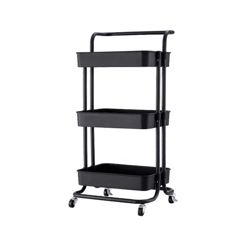 Movable Organizer hair salon trolley cart kitchen rack storage shelf 3 layer Rolling Cart Storage Organizer Shelves with Wheels