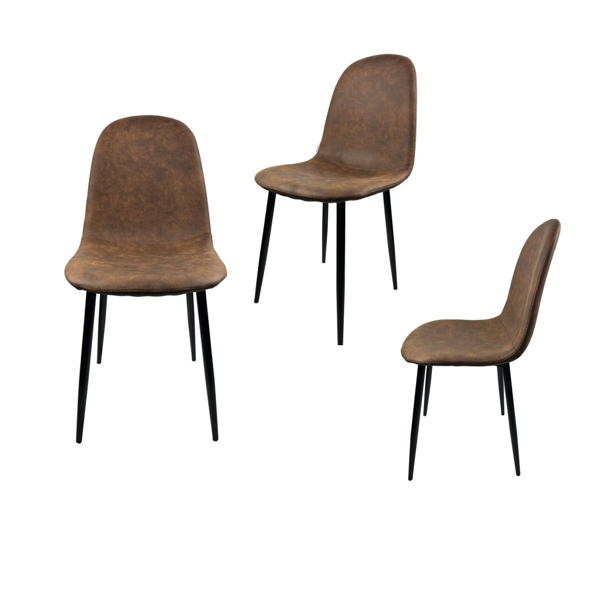 Set of 4 Dining Chairs Soft Chairs and Backrest Brown Kitchen Chairs with Solid Metal Legs for Living Room Lounge Home