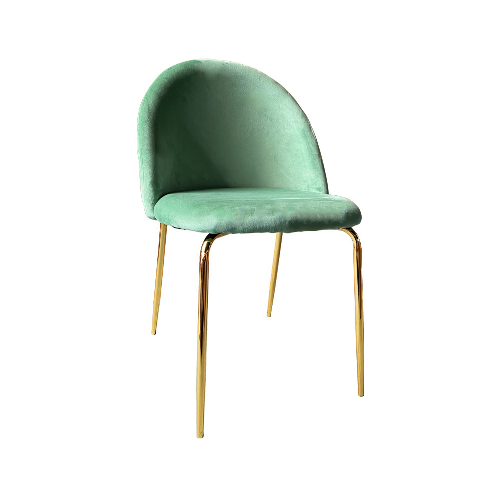 Modern Nordic Luxury Restaurant Home Kitchen Accent Chairs Hotel French Gold Metal Sillas Luxury Green Velvet Dining Chairs