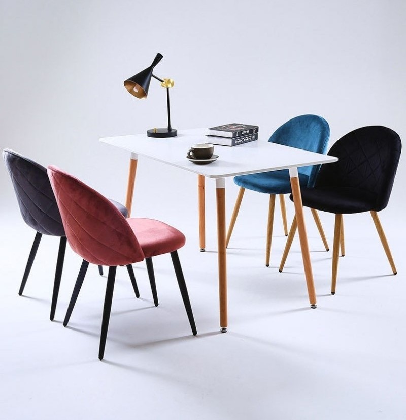 Cheap Wood Dining Room Table Chair Sets Scandinavian Dining Chairs Set of 4 Nordic Velvet Restaurant Chairs for Living Room