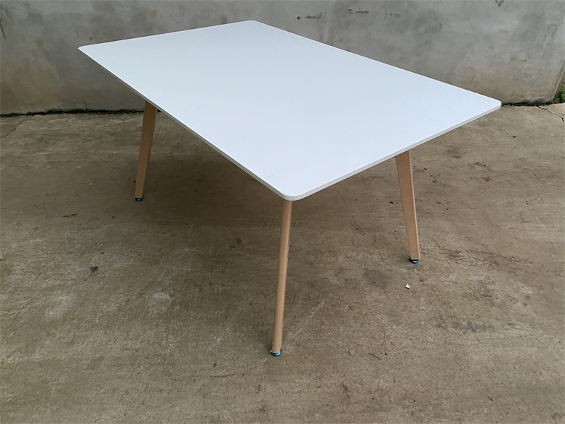 Wholesale MDF Home Restaurant Popular Style White Matt Top Dining Table Set Dinning Table With Wood Legs